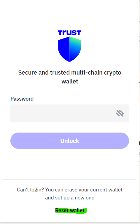Trust Wallet - Reset Wallet