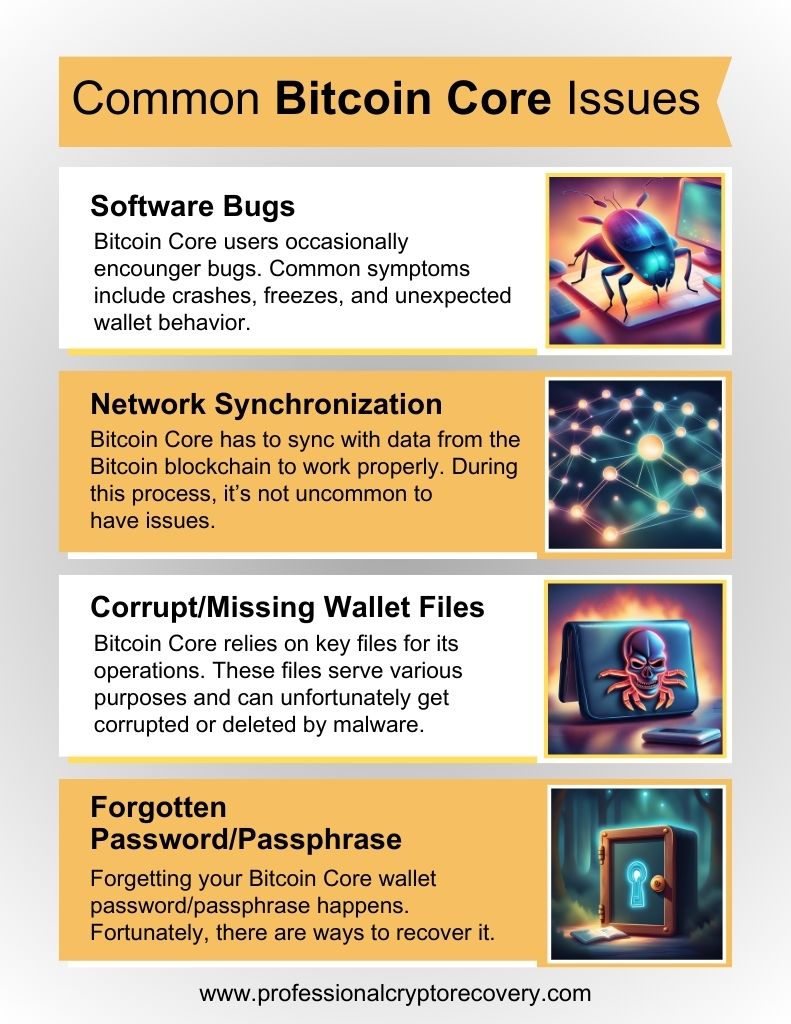 Common Bitcoin Core Issues Infographic