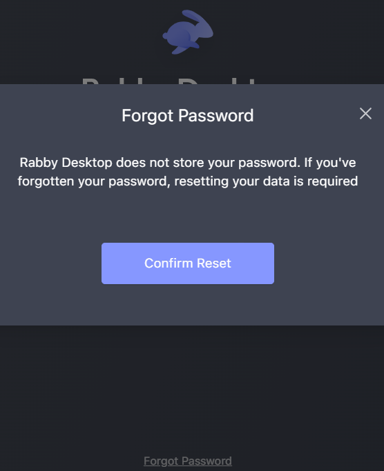 Rabby Wallet Forgot Password Confirmation