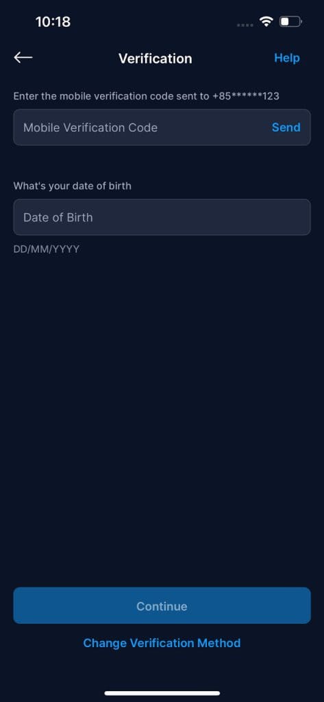 Crypto.com Recover Passcode Verification
