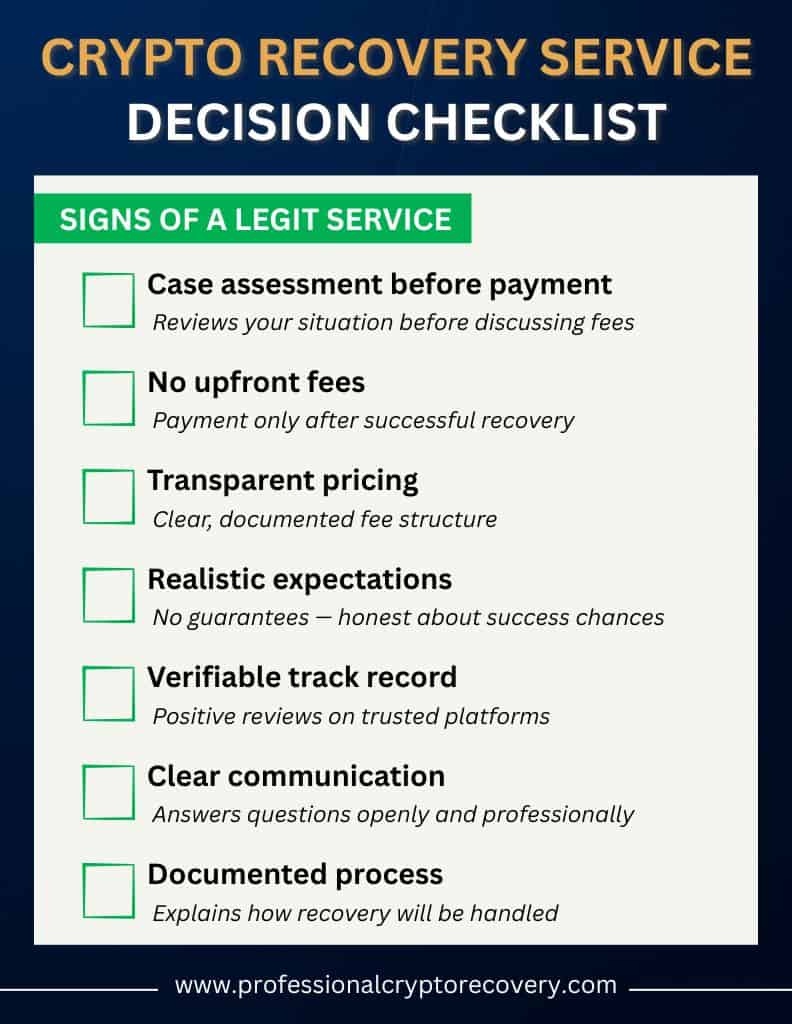 Crypto Recovery Service Checklist
