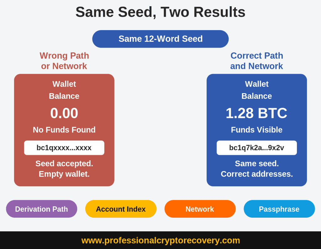 Same Seed Phrase, Two Different Results